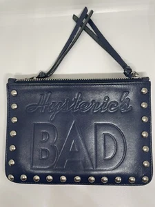 Hysteric Glamour 69 Studs Tack Double zip Wallet Navy devil n Girl RARE - Picture 1 of 10