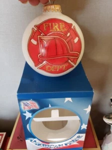 Fire Department Round Glass Christmas Ornament First In Last Out - Picture 1 of 9