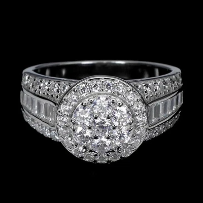 925 Sterling Silver Ring Baguette Simulated Cz Gemstone Jewelry Size 9 - Image 1 of 4