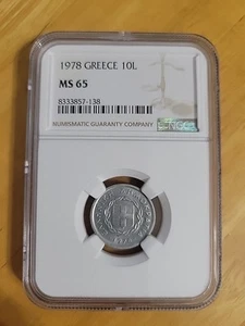 1978 Greece 10L Lepta NGC Slab Graded MS65 8333857-138 KM# 113 Aluminium - Picture 1 of 2