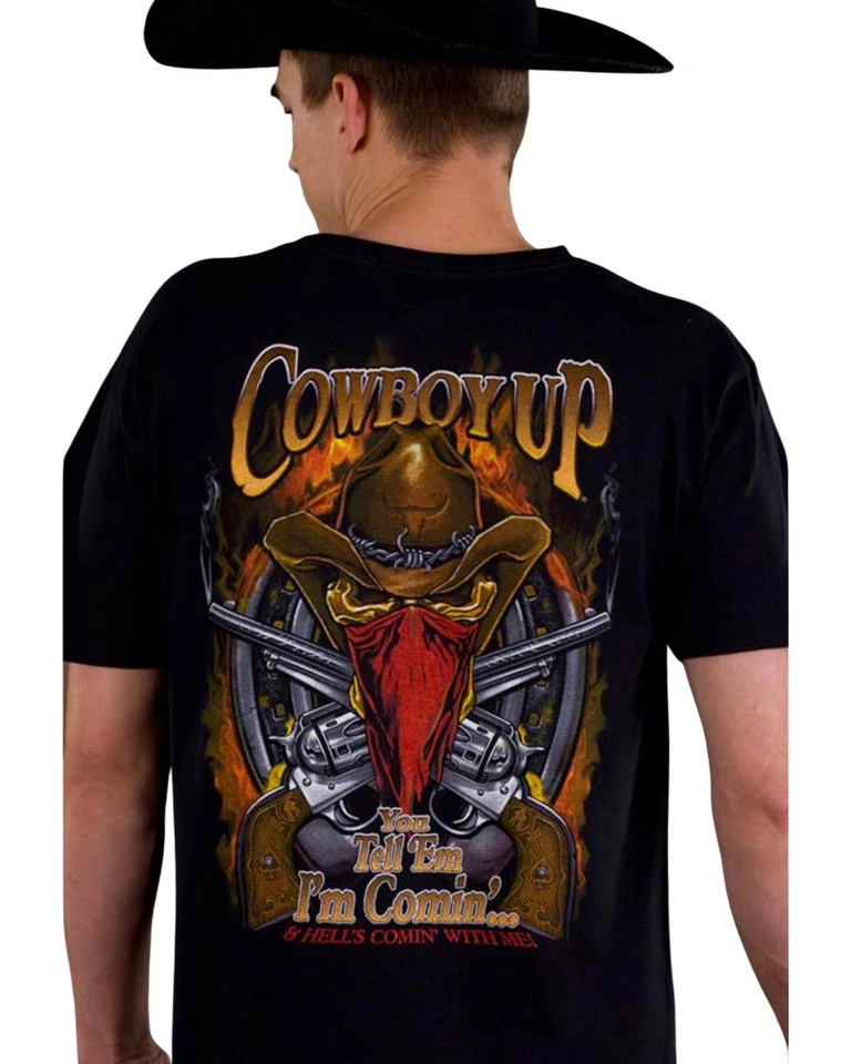 Cowboy Up Men's Skeleton Cowboy Short Sleeve Graphic T-Shirt - CU2097 - Image 1 of 1