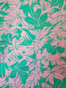 Hoffman California Fabric Hawaiian Print Green and Purple 3 1/8 Yards x 42" - Picture 1 of 3