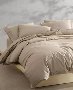 Calvin Klein CAMEL BROWN Washed Percale 3 Piece Comforter Set, US Queen - Picture 1 of 4
