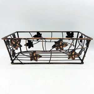Copper-Toned Metal Basket with Leaf Accents - Picture 1 of 7