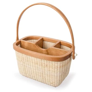 Nantucket Utensil Caddy Napkin Holder and Organizer Multi-Purpose Rattan Cadd... - Picture 1 of 8