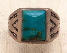 Beautiful 1940s Sterling & Turquoise Ring by Bell Trading Co size 9.25