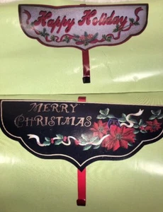 2 GERSON Yule Tidings 26” L CANVAS WREATH HANGER Merry Christmas Happy Holidays - Picture 1 of 8