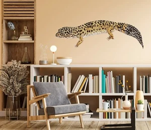 3D Leopardgecko H299 Tier Wallpaper Wandbild Poster Wandaufkleber Abziehbild Hon - Picture 1 of 6