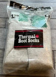 VTG Mens Thick Thermal Boot Socks 10 - 15 Made USA New 6 Pairs NOS - Picture 1 of 3