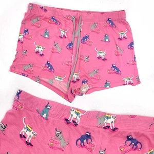 Nite Nite Munki Munki Pink Sleep PJ Shorts Scuba Cats Size Medium - Picture 1 of 6