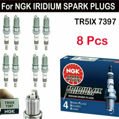SET (8) NEW NGK IRIDIUM IX SPARK PLUGS TR5IX 7397 FOR FORD GM CADILLAC CHEVROLET - Image 1 of 4