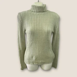 Vintage 80er Amanda Adams gerippter Rollkragen Pullover salbeigrün M - Bild 1 von 5