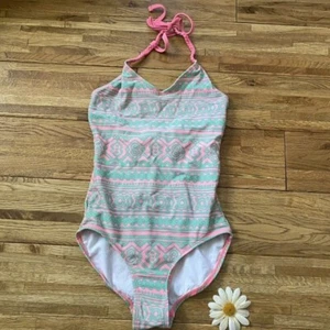 Hang Ten Pink/Green One Piece Swimsuit Size 8 - Picture 1 of 5