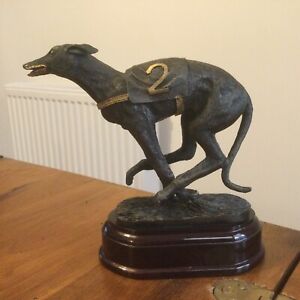 Racing No 2 Greyhound Ornament/Figurine, Resin, Cold Cast Bronze, Vgc