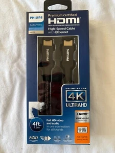 Philips Audio Video Premium Certified HDMI High Speed Cable Ethernet 4 feet - Picture 1 of 2