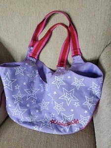 American Girl Doll Retired Purple w White Stars Print Tote Bag 18" Doll Carrier - Picture 1 of 3