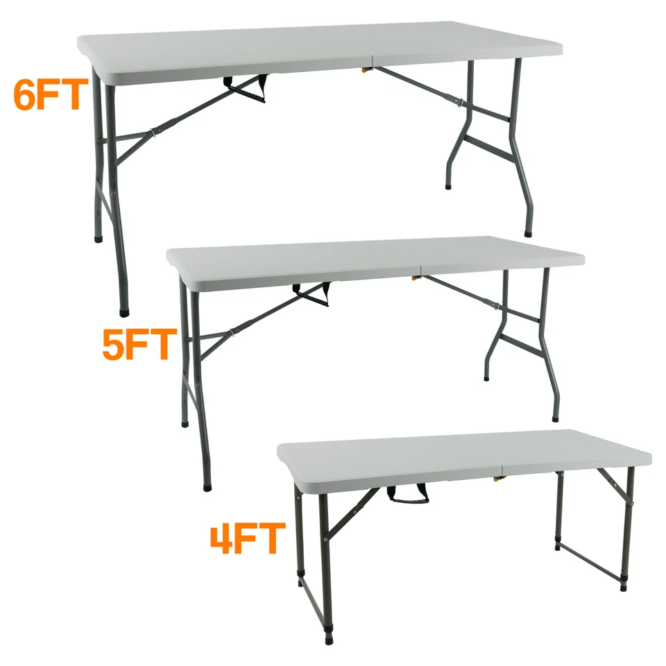 CATERING CAMPING HEAVY DUTY FOLDING TRESTLE TABLE PICNIC BBQ PARTY 4FT 5FT & 6FT - Image 1 of 1