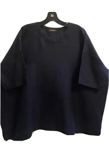 Neu Eskandar Einheitsgröße 1 x 2 x marineblaues Leinentop mit Rückenlasche - Bild 1 von 5