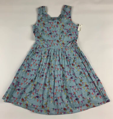 Yumi Girls SunDress  13 14 Y Blue Floral Ruffle Pleated Skirt Lined Zipped Back - Image 1 of 4