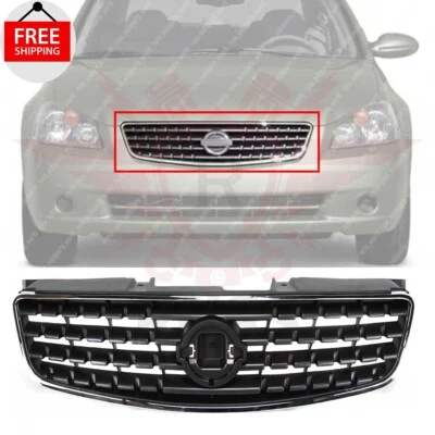 New Front Grille Chrome Shell Dark Gray Insert Fits 2005-2006 Nissan Altima Foto 1 de 4