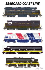 Póster de ferrocarril Seaboard Coast Line 11""x17"" firmado por Andy Fletcher - Imagen 1 de 1