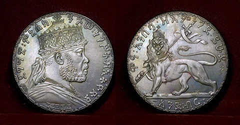 ETHIOPIA 1897, (EE1889A) 1 Birr Crown, Menelik II Cover