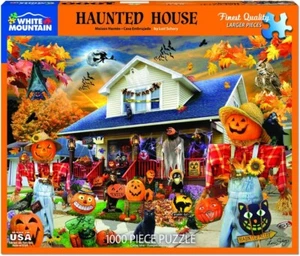 White Mountain HAUNTED HOUSE 1000pc Halloween Puzzle SEALED Jigsaw 24x30in - Picture 1 of 5