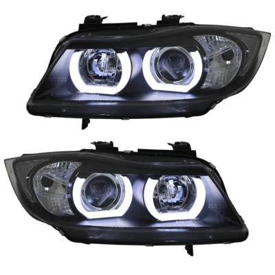 Scheinwerfer 3D Angel Eyes für BMW E90 E91 Bj. 2005-2008 Schwarz - Bild 1 von 4