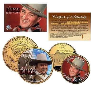 JOHN WAYNE *The Duke* 24K Gold U.S Legal Tender 2-Coin Set *Officially Licensed* - Image 1 of 2