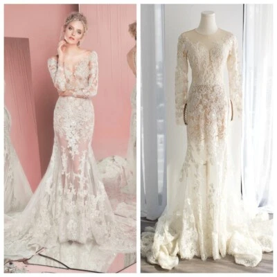 Zuhair Murad Bridal S/S 2016 Patricia White Lace Embellished Wedding Gown Dress - Image 1 of 4