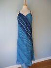 Rag Sheer Blue Striped Print Spaghetti Strap Flared Maxi Dress Women L Lined