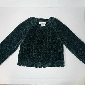 Tommy Bahama Sweater Girls Small 5/6 Forest Green (Fall) Crop Scallop Hem - Picture 1 of 7