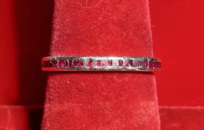 Tiffany Co Full Eternity Platinum Ruby Ring Wedding Engagement Size 7  2.2 Grams - Image 1 of 4