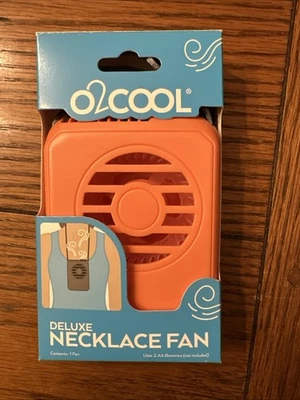 O2 COOL - Ventilador de collar de lujo, 2 pilas AA, naranja, nuevo. Foto 1 de 4