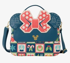 NEW Loungefly Disney Minnie Mouse Ears Holiday Christmas Crossbody Bag  - Picture 1 of 4