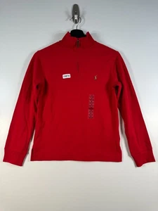 BNWT Polo Ralph Lauren Kids Boys 1/4 Zip Flesh Pony Sweater Red Sz Medium 10-12 - Picture 1 of 10