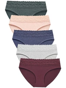 Cotton Underwear for Women Lace Bikini Panties Soft Stretch Hipster Breathabl... - Picture 1 of 6