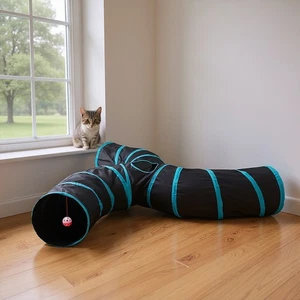 Interactive 3-Way Pet Tunnel Pop Up Play Tube for Cats & Small Dogs S-Shaped - Picture 1 of 12