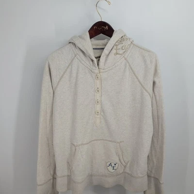 Sudadera con Capucha Pullover Henley Polar American Eagle Outfitter Crema Talla XL Foto 1 de 4