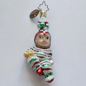 RARE Vintge Christopher RADKO Glass Christmas Ornament Elf Santa's Little Helper - Picture 1 of 23