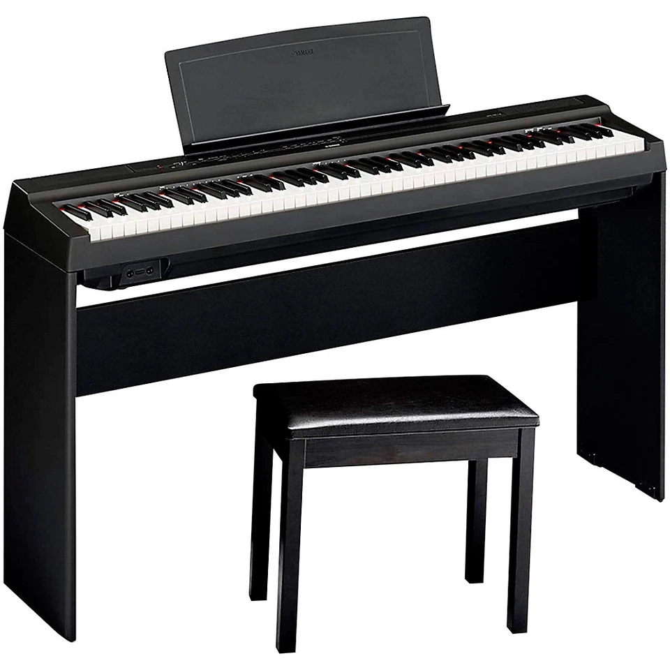 Piano digital Yamaha P-125ABLB com suporte e banco de madeira - Imagem 1 de 1