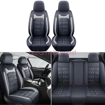 PU Leather 5 Seat Covers Full Set Front + Rear Cushion Accessories For Honda - Image 1 of 4