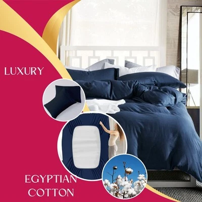 1 Fitted Sheet Only Sheet Deep Twin Full King QN Fit 14"-21" Cotton NAVY BLUE - Image 1 of 4