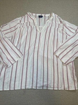 Splendid Womens V-Neck Tunic Top XL Linen Blend Striped - Image 1 of 4