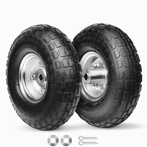 10-Inch Solid Replacement Tire and Wheel 4.10/3.50-4" - Flat Free Tires for C... - Picture 1 of 7