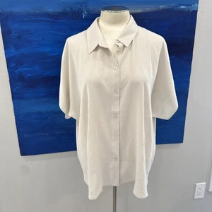 Eileen Fisher Silk Button-Down Short Sleeve Blouse XL Color Bone NWT - Picture 1 of 6