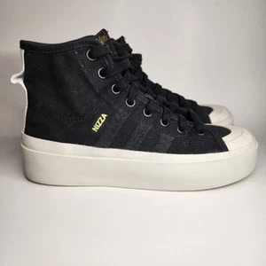 EUC ADIDAS ORIGINALS Sneakers NIZZA BONEGA MID Womens 7.5 GZ4295 Black Gold 2022 - Picture 1 of 9