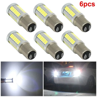 6X BAY15D 1157 Car Tail Stop Brake Light 5630 33SMD LED Canbus Bulb 12V White - Image 1 of 4