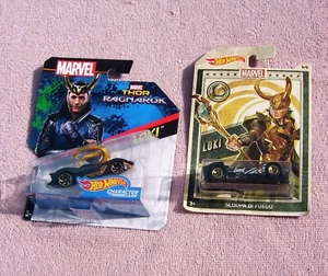 Loki 2016 Marvel Thor Ragnarok y Scoopa Di Fuego 2019 Hot Wheels - Imagen 1 de 9