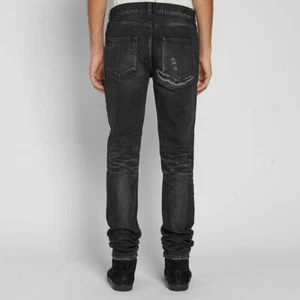 NWT Saint Laurent Men's Washed Black Repaired Distressing Skinny Jeans 30 $750 - Picture 1 of 12